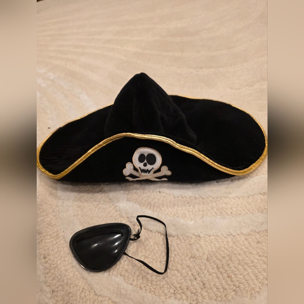 Black Pirate Hat with Skull and Crossbones